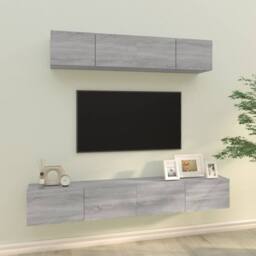 Berkfield Home 4 Piece TV Cabinet Set Grey Sonoma Engineered Wood - thumbnail 2