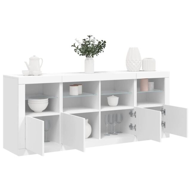 Berkfield Home Sideboard with LED Lights White 163x37x67 cm - Size: 163 x 37 x 67 cm - image 1