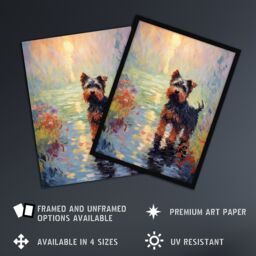 Artery8 Yorkshire Terrier Claude Monet Style Dog Oil Painting Sunrise Walk By Lake Large Wall Unframed Art Poster Print Thick Paper 18X24 Inch - thumbnail 2