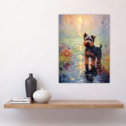Artery8 Yorkshire Terrier Claude Monet Style Dog Oil Painting Sunrise Walk By Lake Large Wall Unframed Art Poster Print Thick Paper 18X24 Inch - thumbnail 4