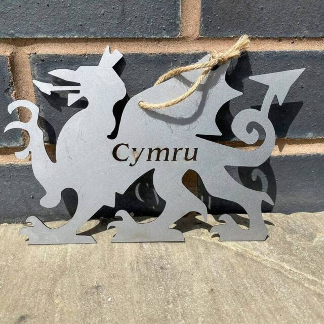 Poppyforge Hanging Welsh Dragon Garden Art - W20 x H14 cm in Metallics - image 1