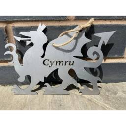Poppyforge Hanging Welsh Dragon Garden Art - W20 x H14 cm in Metallics - thumbnail 2