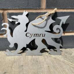 Poppyforge Hanging Welsh Dragon Garden Art - W20 x H14 cm in Metallics - thumbnail 3