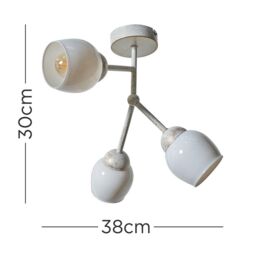 ValueLights Kenton 3 Way Aged Nickel Ceiling Bar Light in Metallic Silver - thumbnail 4