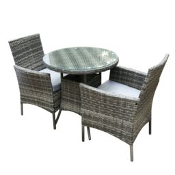 Home Garden Direct Judas 2-Seater Garden Bistro Set for Patio in Grey Rattan - thumbnail 6