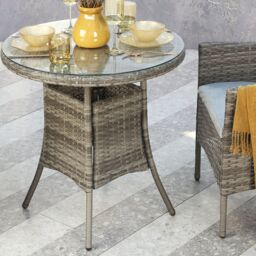 Home Garden Direct Judas 2-Seater Garden Bistro Set for Patio in Grey Rattan - thumbnail 5