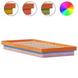 Berkfield Home LED Bed Frame without Mattress Wax Brown 90x200 cm Solid Wood - thumbnail 1