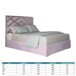 KDMD George Upholstered Soft Velvet Metal Designer Bed Frame in Pink - Size: Single - thumbnail 5