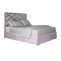 KDMD George Upholstered Soft Velvet Metal Designer Bed Frame in Pink - Size: Single - thumbnail 1