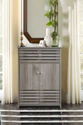 Living and Home Modern Wooden Freestanding Storage Cabinet Bathroom Double Door Vanity Sink Cabinet Under Sink in Grey - thumbnail 3