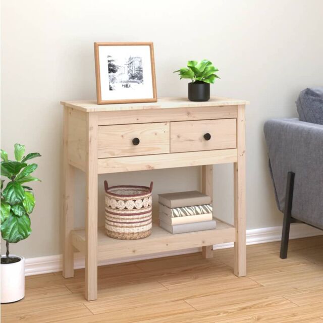 Berkfield Home Console Table 75x35x75 cm Solid Wood Pine in Brown - Size: 75 x 35 x 75 cm - image 1