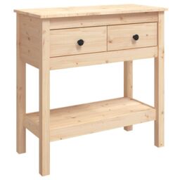 Berkfield Home Console Table 75x35x75 cm Solid Wood Pine in Brown - Size: 75 x 35 x 75 cm - thumbnail 2