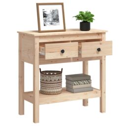 Berkfield Home Console Table 75x35x75 cm Solid Wood Pine in Brown - Size: 75 x 35 x 75 cm - thumbnail 5