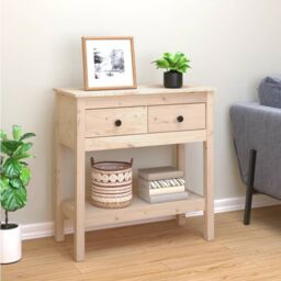 Berkfield Home Console Table 75x35x75 cm Solid Wood Pine in Brown - Size: 75 x 35 x 75 cm - thumbnail 1