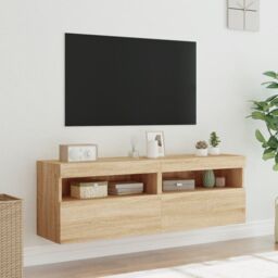 Berkfield Home TV Wall Cabinets with LED Lights 2 pcs Sonoma Oak 60x30x40 cm in Brown - Size: 60 x 30 x 40 cm - thumbnail 5