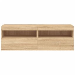 Berkfield Home TV Wall Cabinets with LED Lights 2 pcs Sonoma Oak 60x30x40 cm in Brown - Size: 60 x 30 x 40 cm - thumbnail 9