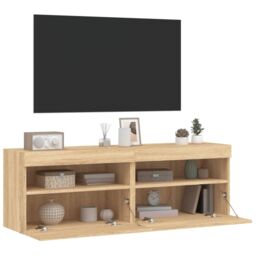 Berkfield Home TV Wall Cabinets with LED Lights 2 pcs Sonoma Oak 60x30x40 cm in Brown - Size: 60 x 30 x 40 cm - thumbnail 7