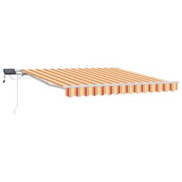 Berkfield Home Manual Retractable Awning with LED Yellow & Orange 300x250 cm