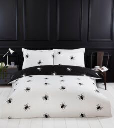 Rapport Home Black Spider Microfibre Reversible Duvet Set with Pillowcase - Size: Double - thumbnail 1