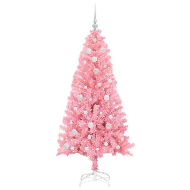 Berkfield Home Lush Christmas Tree with 150 LEDs with Stand Pink 150 cm PVC - image 1