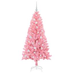 Berkfield Home Lush Christmas Tree with 150 LEDs with Stand Pink 150 cm PVC