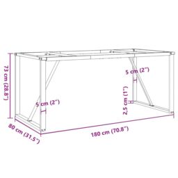 Berkfield Home Dining Table Legs O-Frame 180x80x73 cm Steel in Black - Size: 180 x 80 x 73 cm - thumbnail 9