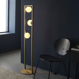 Netlighting 'RAVELLO' Non Dimmable Stylish Contemporary 3 Light Glass Floor Lamp in Gold - thumbnail 2