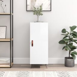 Berkfield Home Sideboard High Gloss White 34.5x34x90 cm Engineered Wood - thumbnail 1