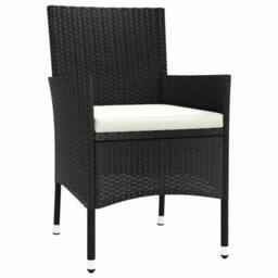 Berkfield Home 9 Piece Garden Dining Set with Cushions Black Poly Rattan - thumbnail 5