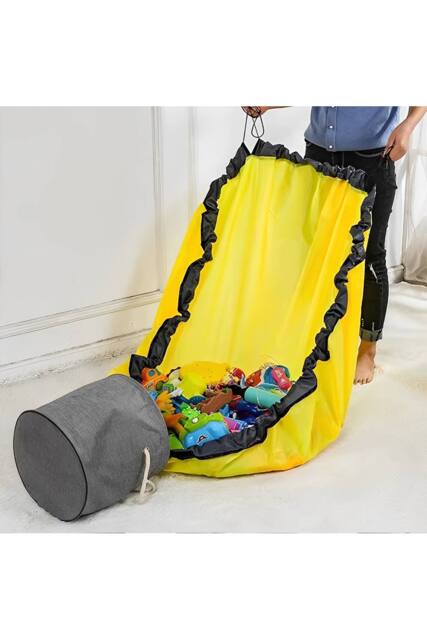 Living and Home Toy Storage Basket with Play Mat in Grey - image 1