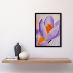 Artery8 Crocus Flower Orange Lilac Abstract Watercolour Framed Art Print in Purple - Size: A4 - thumbnail 4