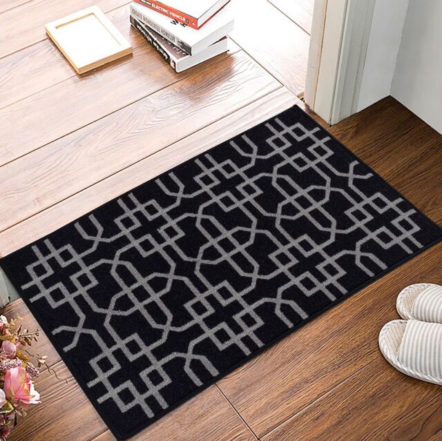 Smart Living Siam Heavy Duty Machine Washable Hallway Kitchen Non Slip Door Mat in Black - Size: 80 cm x 150 cm - image 1