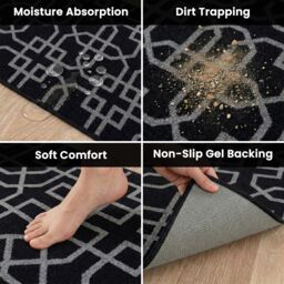Smart Living Siam Heavy Duty Machine Washable Hallway Kitchen Non Slip Door Mat in Black - Size: 80 cm x 150 cm - thumbnail 4