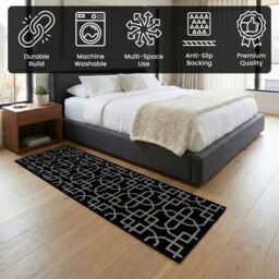 Smart Living Siam Heavy Duty Machine Washable Hallway Kitchen Non Slip Door Mat in Black - Size: 80 cm x 150 cm - thumbnail 3