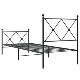 Berkfield Home Metal Bed Frame without Mattress with Footboard Black 75x190cm - Size: 75x190 cm - thumbnail 6