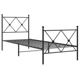 Berkfield Home Metal Bed Frame without Mattress with Footboard Black 75x190cm - Size: 75x190 cm - thumbnail 3