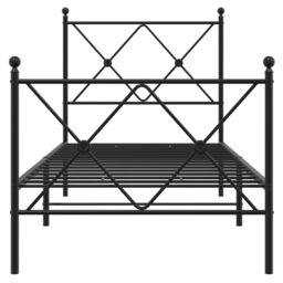 Berkfield Home Metal Bed Frame without Mattress with Footboard Black 75x190cm - Size: 75x190 cm - thumbnail 4