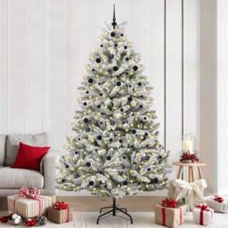 Berkfield Home Elegant Artificial Christmas Tree Green & White 240 cm PVC & Metal - thumbnail 2