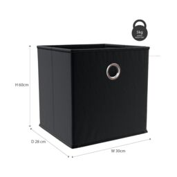 Home Discount Vida Designs Durham Cube Storage UKFR Fabric Organizer 300 x300 x280mm in Black - thumbnail 2