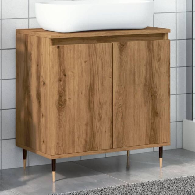 Berkfield Home Bathroom Cabinet Artisan Oak 58x33x60 cm Engineered Wood in Brown - Size: 58 x 33 x 60 cm - image 1