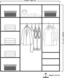 MN Furniture Merida Sliding Wardrobe with Mirror & LED Light 200x217cm in White - Size: 200x217 cm - thumbnail 3