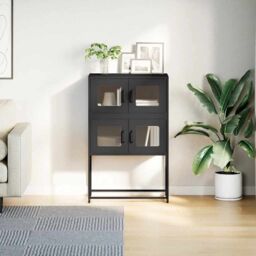 Berkfield Home Highboard Black 68x39x107 cm Steel - Size: 68 x 39 x 107 cm - thumbnail 4