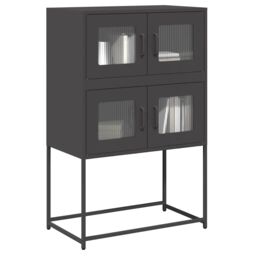 Berkfield Home Highboard Black 68x39x107 cm Steel - Size: 68 x 39 x 107 cm - thumbnail 1