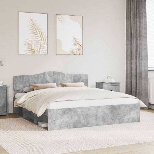 Berkfield Home Bed Frame with Headboard Concerte 180 x 200 cm Solid Pine Wood in Grey - image 1