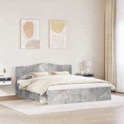 Berkfield Home Bed Frame with Headboard Concerte 180 x 200 cm Solid Pine Wood in Grey - thumbnail 3