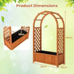 NESTLUNE Wood Planter Box Raised Garden Bed with Arch Trellis-Brown in Brown - Size: 1.25kg - thumbnail 2