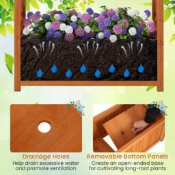 NESTLUNE Wood Planter Box Raised Garden Bed with Arch Trellis-Brown in Brown - Size: 1.25kg - thumbnail 6