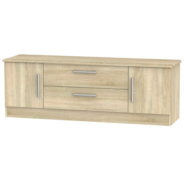 Ready Assembled 2 U Windsor 2 Door 2 Drawer Superwide TV Unit (Ready Assembled) in Light Oak