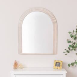 Melody Maison Large White Washed Wood Arched Wall Mirror - 90cm X 75cm - Size: 90 cm X 75 cm - thumbnail 6