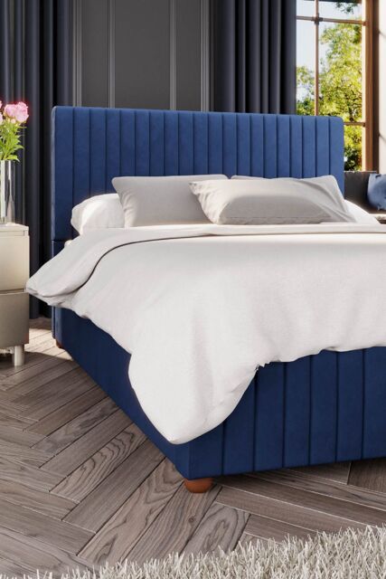 Laurence Llewelyn-Bowen Estella Ottoman Storage Bed in Plush Velvet Fabric, Custom Made in Navy - Size: King - image 1
